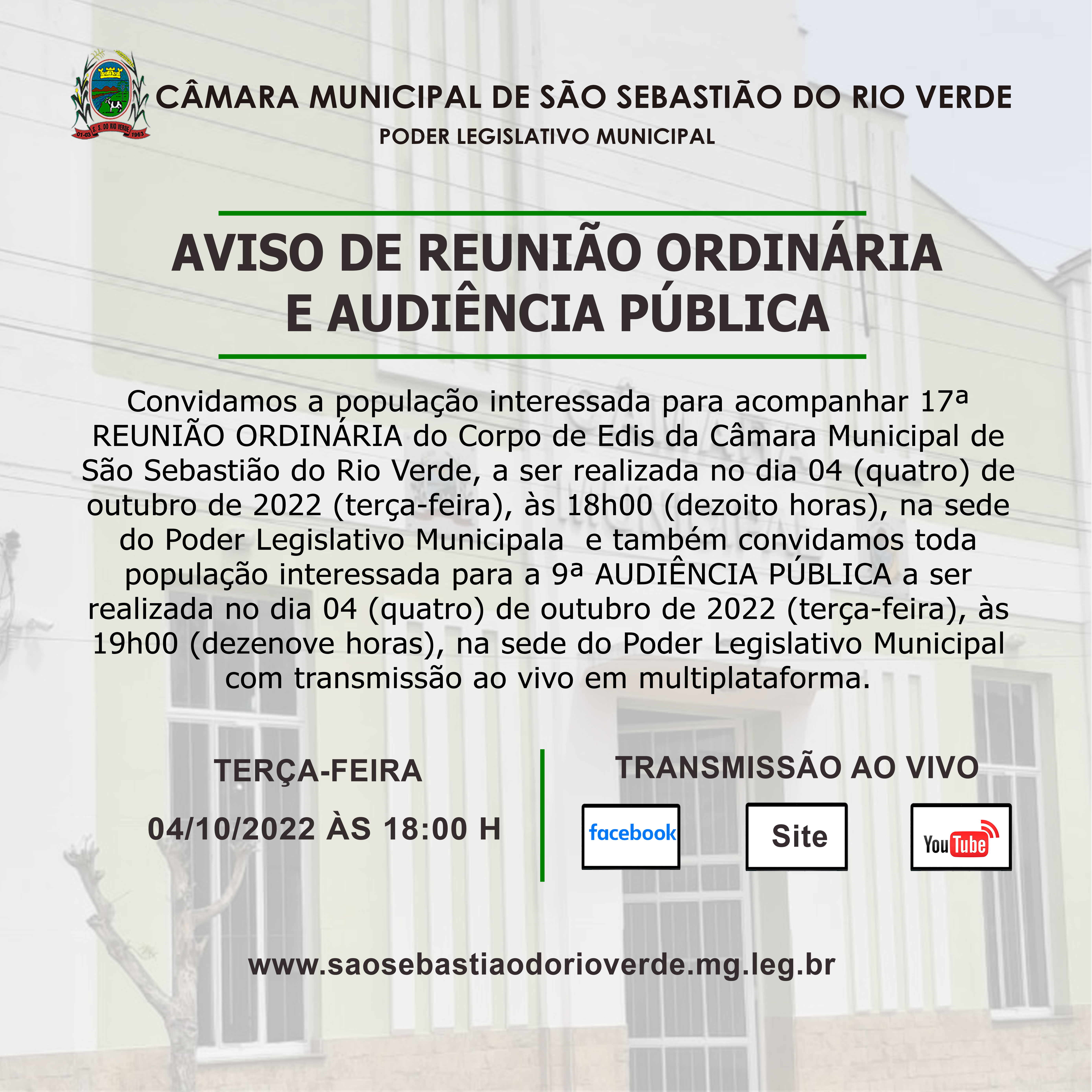 AVISO DE REUNIÃO E AUDIÊNCIA PÚBLICA